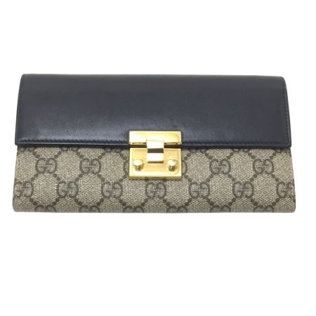  GUCCI グッチ GGスプリーム 長財布 453506 ブラック×カーキ