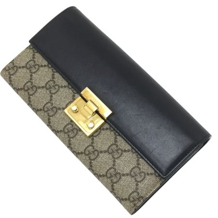  GUCCI グッチ GGスプリーム 長財布 453506 ブラック×カーキ