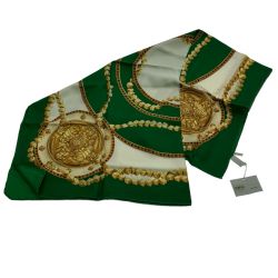 $$ Christian Dior クリスチャンディオール スカーフ ダイス 総柄 CD キング グリーン Sランク