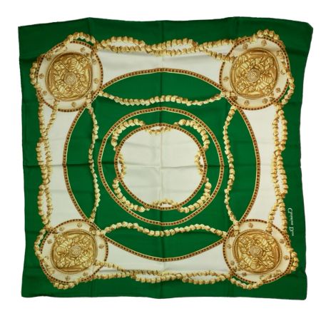  Christian Dior クリスチャンディオール スカーフ ダイス 総柄 CD キング グリーン