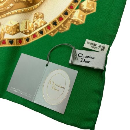  Christian Dior クリスチャンディオール スカーフ ダイス 総柄 CD キング グリーン