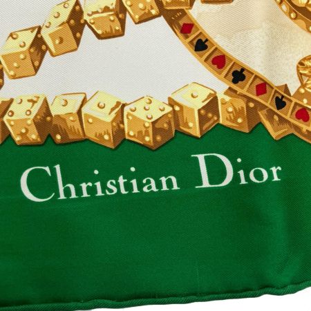 Christian Dior クリスチャンディオール スカーフ ダイス 総柄 CD キング グリーン
