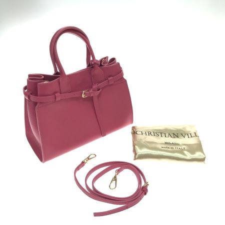  CHRISTIAN VILLA ハンドバッグ ショッキングピンク