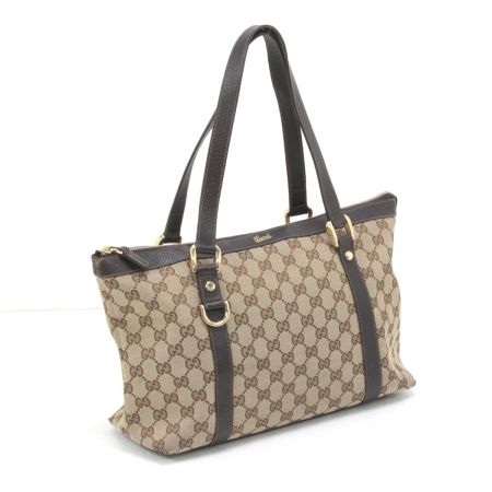  GUCCI グッチ トートバッグ GG キャンバス×レザー 141470 ブラウン×カーキ