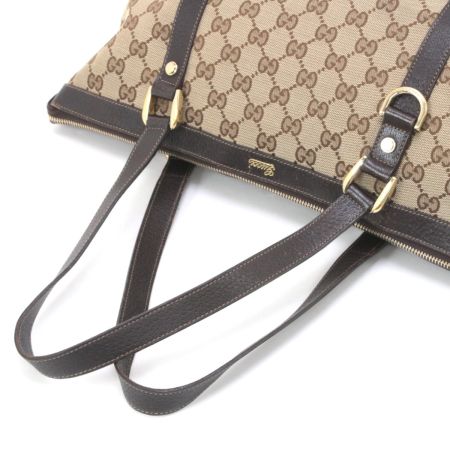  GUCCI グッチ トートバッグ GG キャンバス×レザー 141470 ブラウン×カーキ