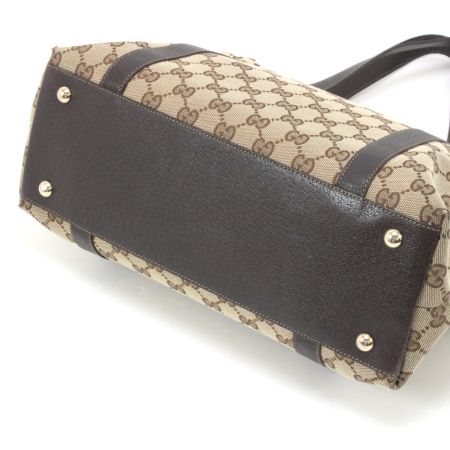  GUCCI グッチ トートバッグ GG キャンバス×レザー 141470 ブラウン×カーキ