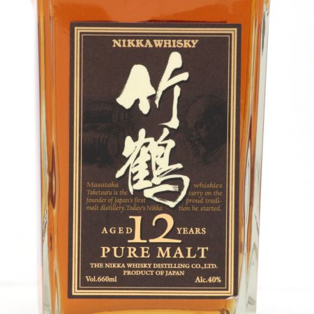 【北海道内限定発送】 TAKETSURU 竹鶴/ニッカウイスキー 竹鶴 ピュアモルト12年 角瓶660ml 40度 箱付  未開栓