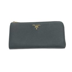 $$ PRADA プラダ 長財布 L字ファスナー 全体的にヨゴレ有 ブラック Cランク