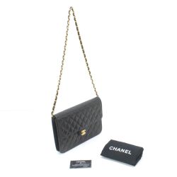 $$ CHANEL シャネル ショルダーバッグ マトラッセ シングルチェーン ブラック Bランク