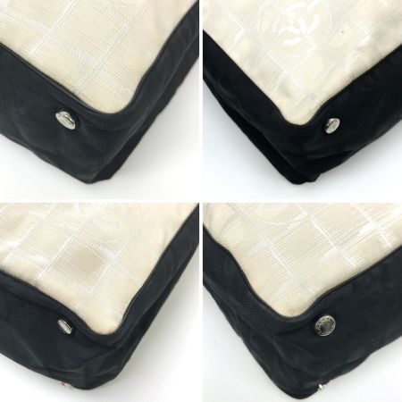  CHANEL シャネル トートバッグ ニュートラベルライン 底板破損有り ベージュ×ブラック