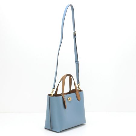  COACH コーチ 2wayハンドバッグ ストラップ付 C9092 スカイブルー