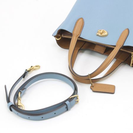  COACH コーチ 2wayハンドバッグ ストラップ付 C9092 スカイブルー