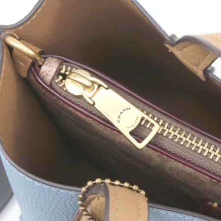  COACH コーチ 2wayハンドバッグ ストラップ付 C9092 スカイブルー