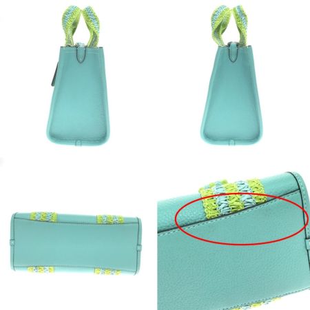  COACH コーチ ハンドバッグ ストラップ付 レザー CBG91 スカイブルー