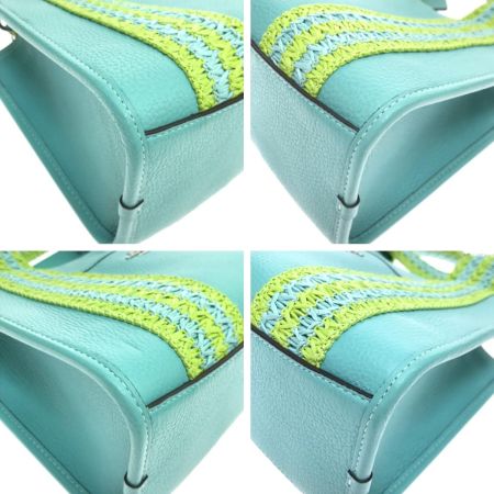  COACH コーチ ハンドバッグ ストラップ付 レザー CBG91 スカイブルー