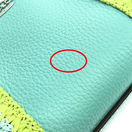  COACH コーチ ハンドバッグ ストラップ付 レザー CBG91 スカイブルー