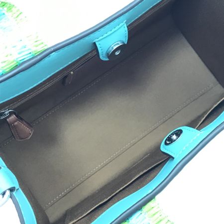  COACH コーチ ハンドバッグ ストラップ付 レザー CBG91 スカイブルー