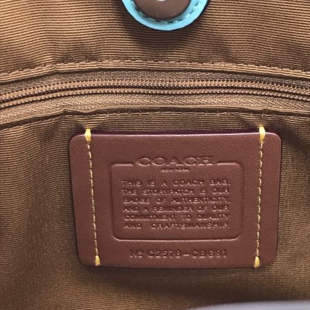  COACH コーチ ハンドバッグ ストラップ付 レザー CBG91 スカイブルー