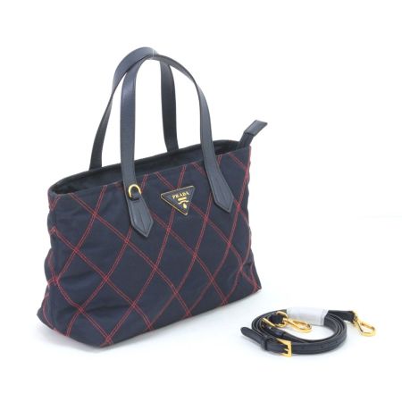  PRADA プラダ 2WAYハンドバッグ ネイビー