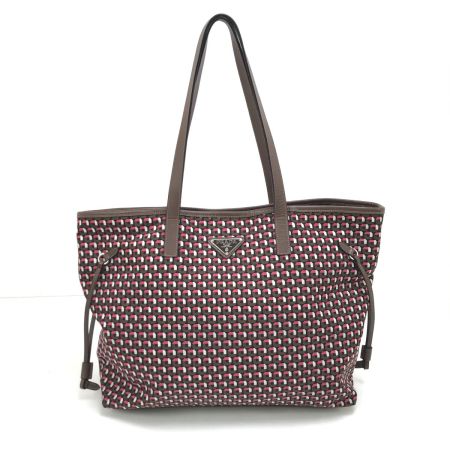  PRADA プラダ トートバッグ ショルダーストラップ欠品 使用感有 ナイロン B4001T レッド×ブラウン