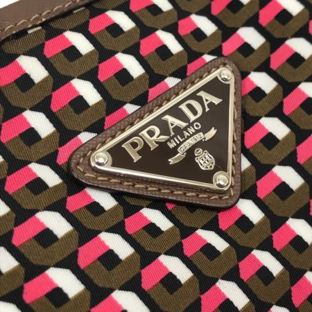  PRADA プラダ トートバッグ ショルダーストラップ欠品 使用感有 ナイロン B4001T レッド×ブラウン