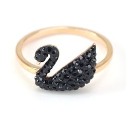 $$ SWAROVSKI スワロフスキー Iconic Swan リング 指輪 14号 5358024 ブラック Bランク