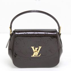 $$ LOUIS VUITTON ルイヴィトン ヴェルニ アマラント エナメルハンドバッグ ストラップ付 M90942 アマラント Cランク