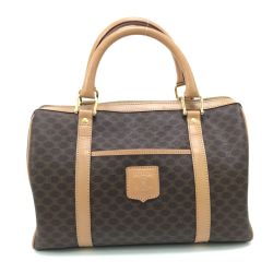 $$ CELINE セリーヌ ボストンバッグ マカダム柄 ブラウン Bランク
