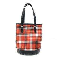 $$ BURBERRY BLUE LABEL バーバリーブルーレーベル ハンドバッグ ナイロン レッド Bランク