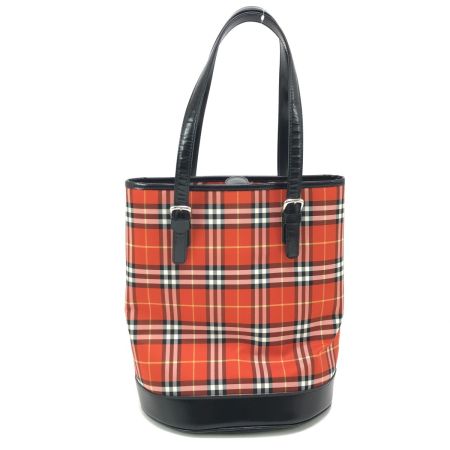  BURBERRY BLUE LABEL バーバリーブルーレーベル ハンドバッグ ナイロン レッド