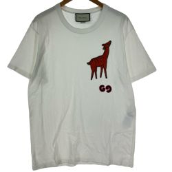 $$ GUCCI グッチ ディアパッチオーバーサイズTシャツ Sサイズ CA37394/CA14517 ホワイト Bランク
