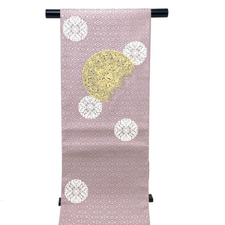  山口美術織物 袋帯 御御帯 唐織錦葡萄鏡文（太鼓柄）  ピンク