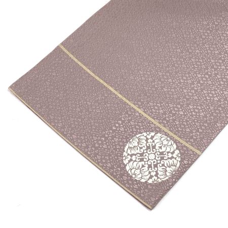  山口美術織物 袋帯 御御帯 唐織錦葡萄鏡文（太鼓柄）  ピンク