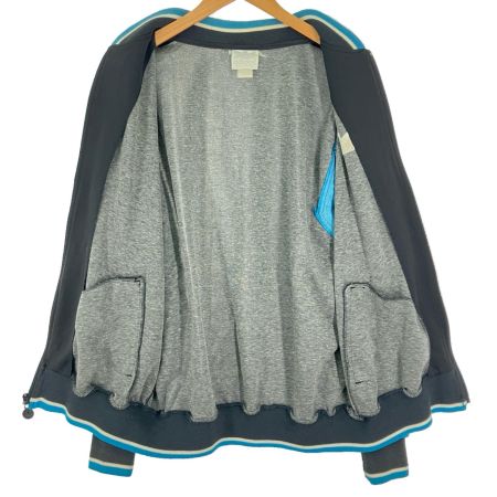  adidas アディダス トレフォイル 刺繍ワンポイントロゴ ラインリブ トラックジャケット ブラック×ブルー