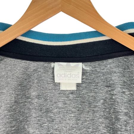  adidas アディダス トレフォイル 刺繍ワンポイントロゴ ラインリブ トラックジャケット ブラック×ブルー