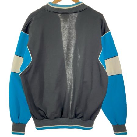  adidas アディダス トレフォイル 刺繍ワンポイントロゴ ラインリブ トラックジャケット ブラック×ブルー