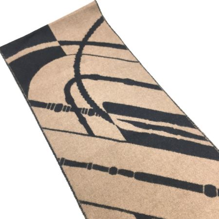  HERMES エルメス マフラー カシミヤ100% ユニセックス ジグザグのサングル ブラウン×ブラック