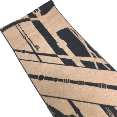  HERMES エルメス マフラー カシミヤ100% ユニセックス ジグザグのサングル ブラウン×ブラック