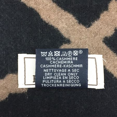  HERMES エルメス マフラー カシミヤ100% ユニセックス ジグザグのサングル ブラウン×ブラック