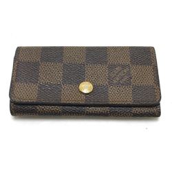 $$ LOUIS VUITTON ルイヴィトン キーケース ダミエ ミュルティクレ4 イニシャル有 N62631 Cランク