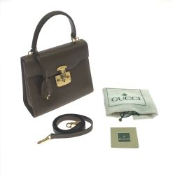 $$ GUCCI グッチ 2WAYショルダーバッグ OLD GUCCI レディロック 26･000･0211 ブラウン Cランク