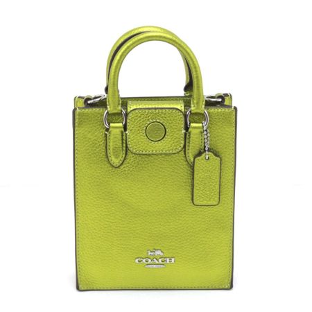  COACH コーチ ハンドバッグ ストラップ付 CP010 黄緑