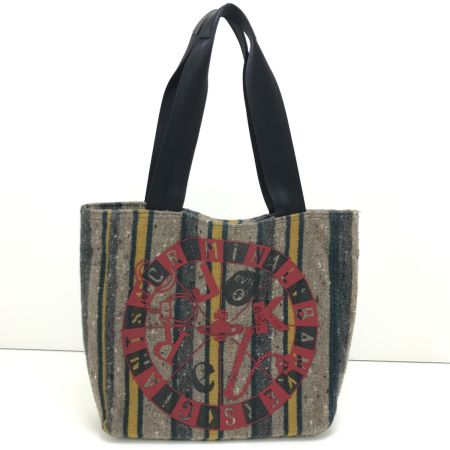  Vivienne Westwood ヴィヴィアン・ウエストウッド トートバッグ ジョーカールーレット ウール素材 ブラウン