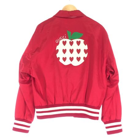  GUCCI グッチ メンズ ブルゾン 春秋物 SIZE 48 サテン アップルモチーフ  663647 レッド