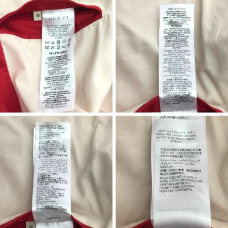  GUCCI グッチ メンズ ブルゾン 春秋物 SIZE 48 サテン アップルモチーフ  663647 レッド