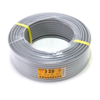 愛知電線 VVFケーブル 3×2.0mm 100m 16.0kg グレー／赤・白・黒 MFV 
