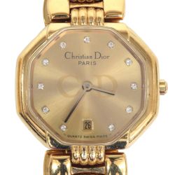 $$ Christian Dior クリスチャンディオール オクタゴン レディースクォーツ腕時計 D48-153 Bランク