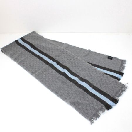  GUCCI グッチ マフラー 約175cm ウール80％ シルク20％ ライトグレー