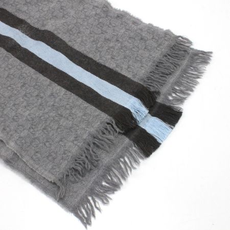  GUCCI グッチ マフラー 約175cm ウール80％ シルク20％ ライトグレー