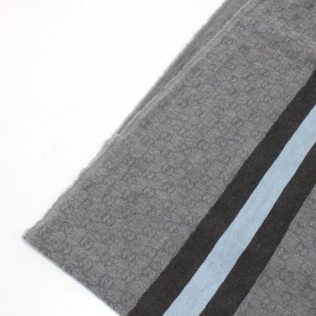  GUCCI グッチ マフラー 約175cm ウール80％ シルク20％ ライトグレー